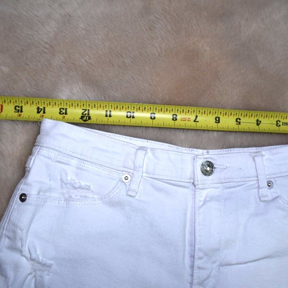 Abercrombie White Cut Off High Rise Denim Shorts Size 2 Distressed Casual - Picture 9 of 15